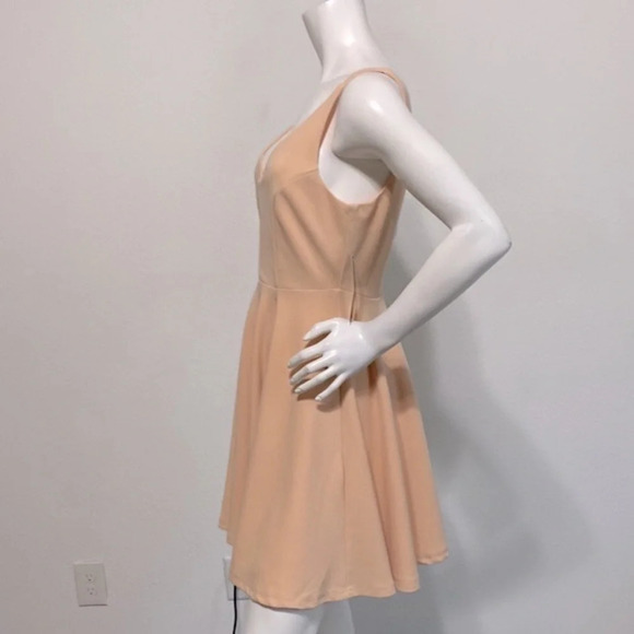 Lulus "NEW" Blush Pink V-Neck Sleeveless Darling Delight Skater Dress Size M - Picture 5 of 10